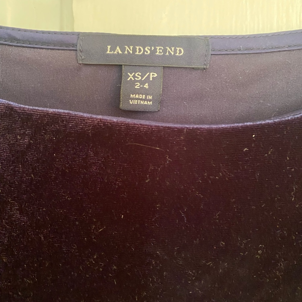 Lands' End Velvet A-Line Dress in Deep Navy - Picture 3 of 6